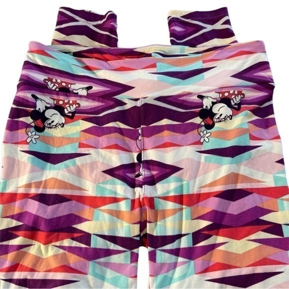 Disney Purple Pink Minnie Mouse Lularoe Leggings Size Tall & Curvy GUC #7127